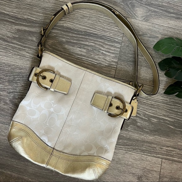 Coach signature monogram canvas gold/white combo - Picture 2 of 7